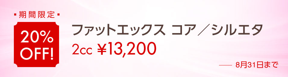 期間限定 20％OFF!「ファットエックス コア／シルエタ」2CC ¥13,200（8月31日まで）